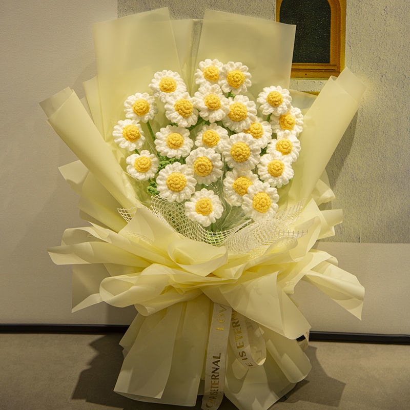 Bó hoa Cúc Daisy đan len thủ công