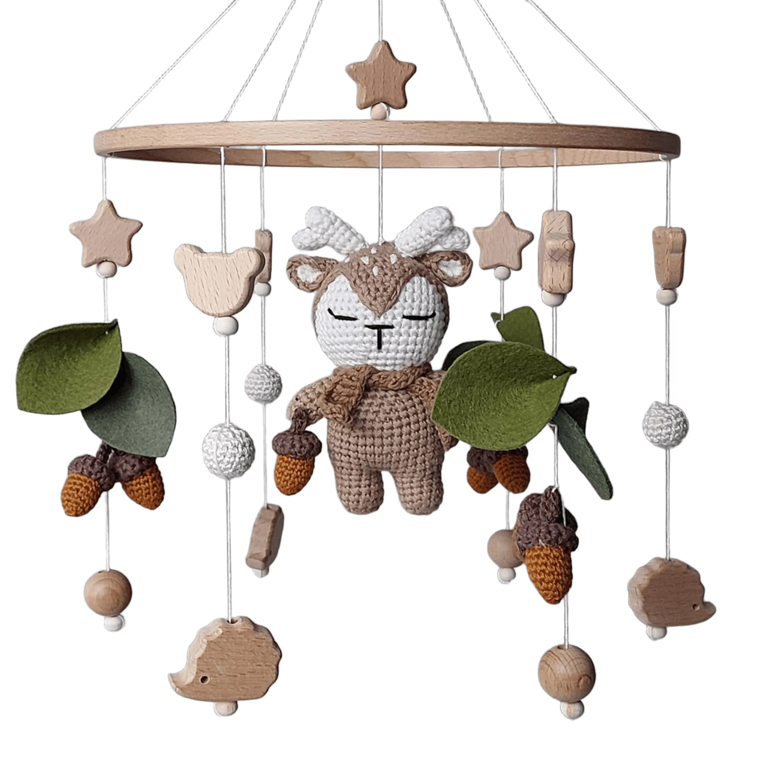 71luq3rtydl Một bộ thú treo nôi bằng len handmade tinh tế và đầy màu sắc giúp không gian của bé thêm sinh động