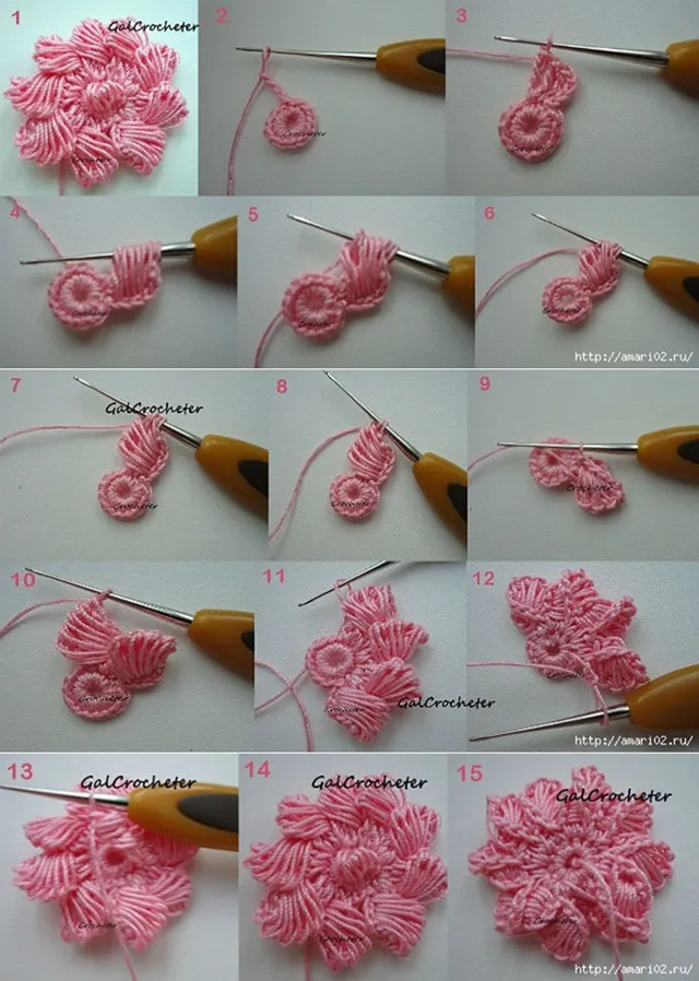 crochet-flower-tutorial Quy trình móc cánh hoa len tỉ mỉ từng bước