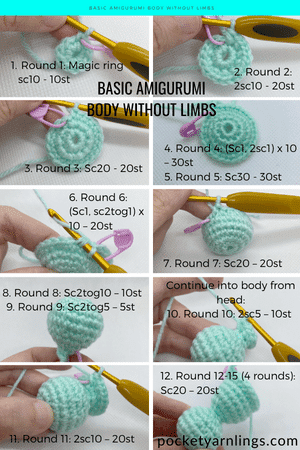 crochetdollbodywithoutarms Quy trình móc các bộ phận của con rối len cần sự tỉ mỉ trong từng mũi khâu