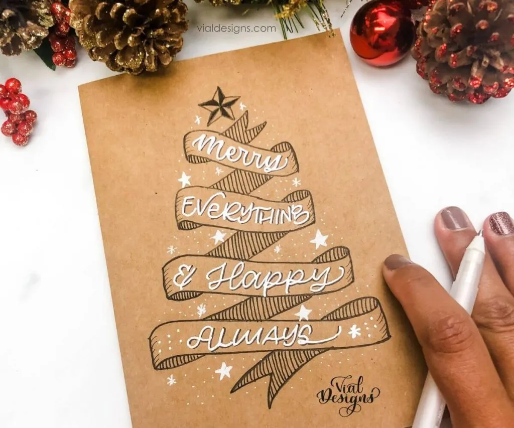 Thành phẩm thiệp Noel đính len handmade hoàn thiện đầy ấn tượng