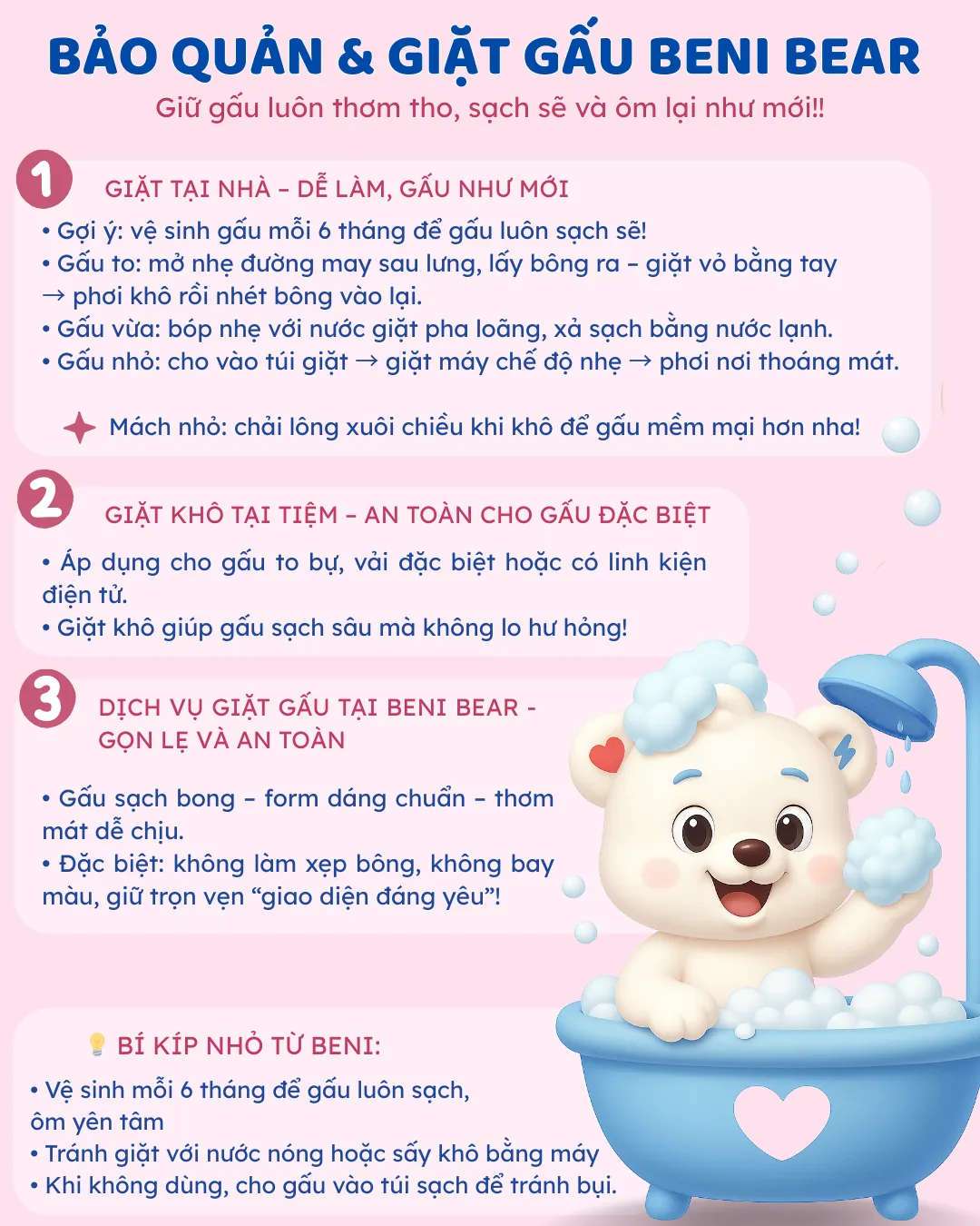 huong-dan-cach-giat-va-bao-quan-gau-bong Vệ sinh đúng cách giúp chú gấu len trắng luôn giữ được vẻ đẹp như mới