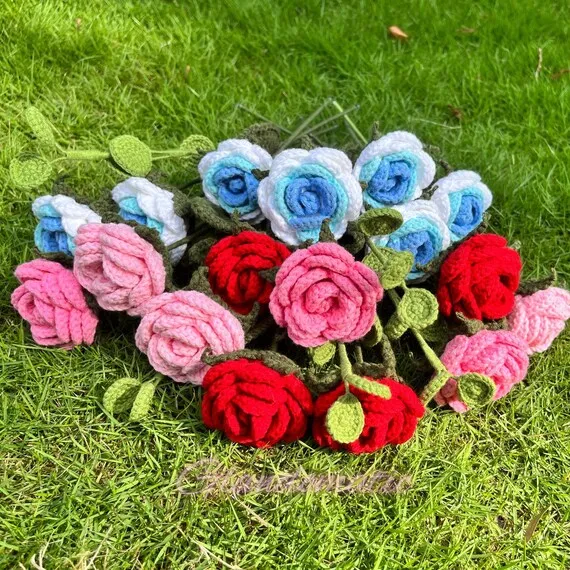 Vẻ đẹp rực rỡ và sống động của những đóa hoa mười giờ được móc tỉ mỉ từ len sợi