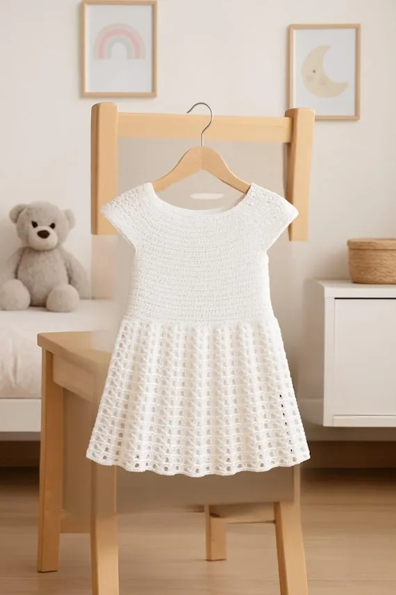 Mẫu váy len xòe thủ công tinh tế dành cho bé gái