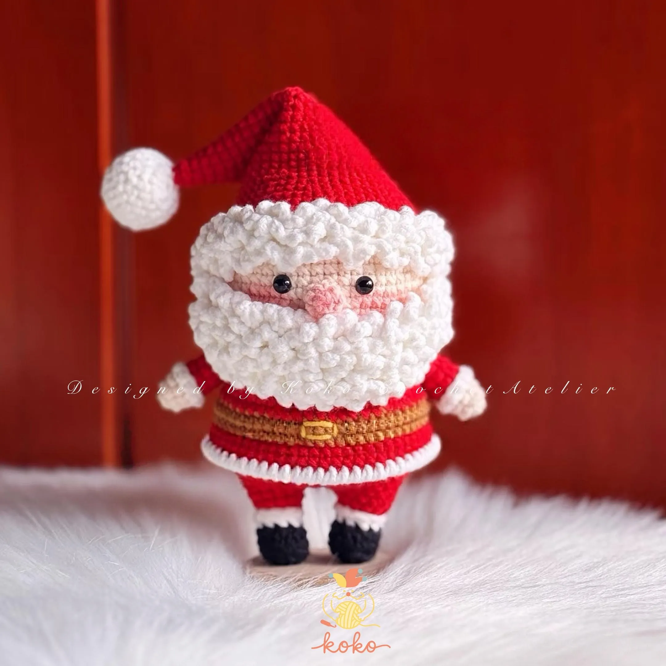 Sản phẩm ông già Noel bằng len vác túi quà hoàn thiện đầy màu sắc